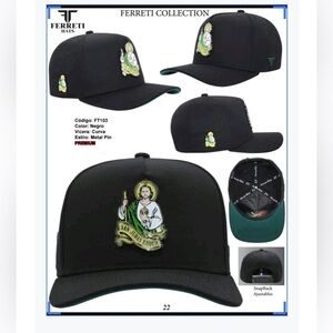 Black Snapback Hat with Saint Embroidery